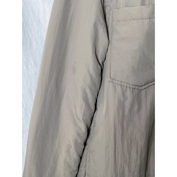 XS‎ H&M Beige Insulated Quilted Long Jacket Padded Coat Shirt Button Collared - Picture 5 of 5